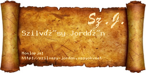 Szilvásy Jordán névjegykártya